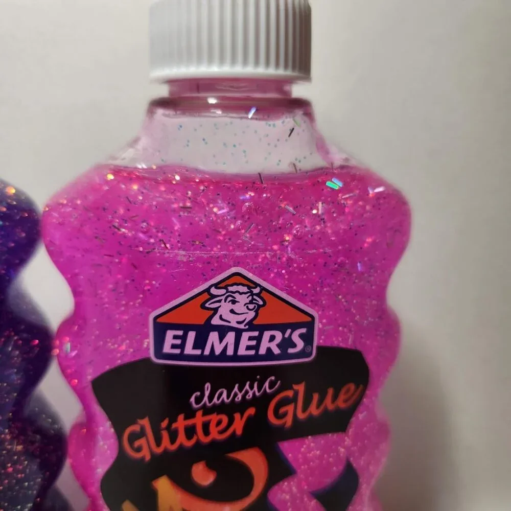 New 2x Elmer's Liquid Glitter Glue pink purple school supplies Slime arts crafts